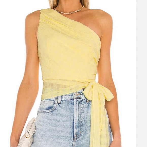 Amanda Uprichard yellow bexley one shoulder top M - Picture 1 of 3